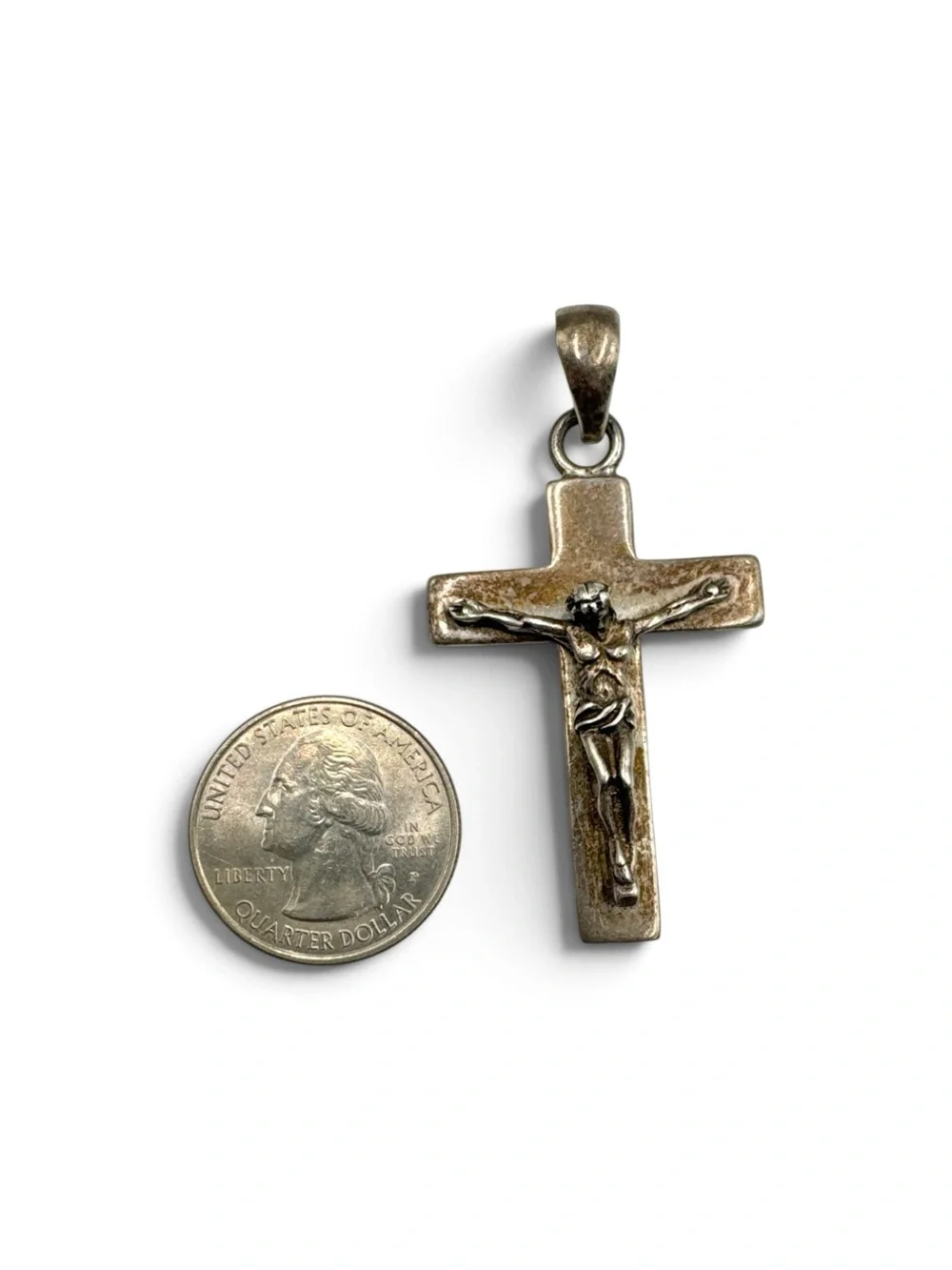 Vintage Sterling Silver Jesus Crucifix Cross Pendant Religious Catholic 2.25”